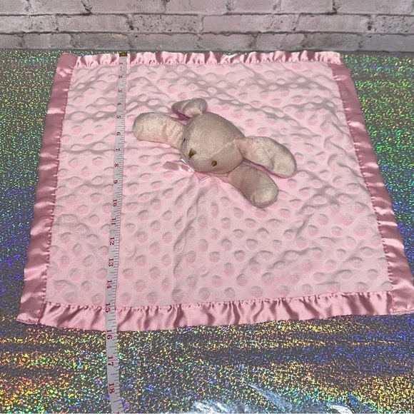 Lovie Security Blanket Pink Dog Minky Dot Lovey 16 in. Satin Back Trim Baby Toy - Picture 12 of 12